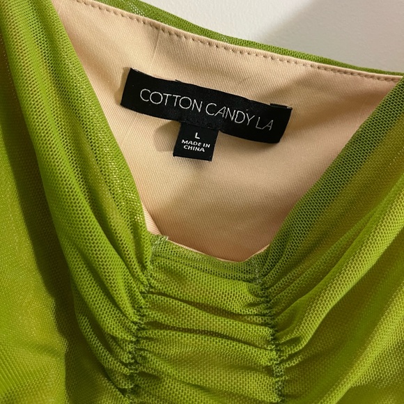 Cotton Candy LA Draped Mesh Green Cropped Top - Picture 3 of 4